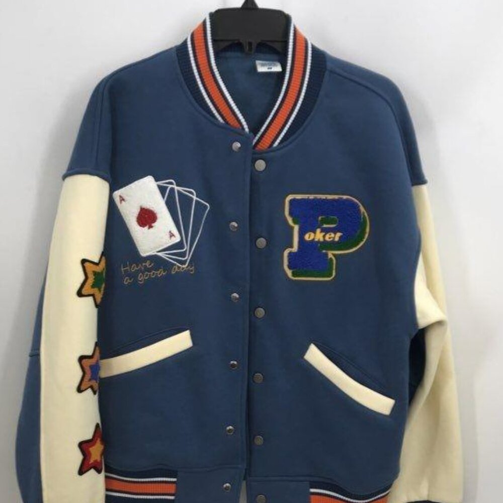 New Wave Men's Blue Varsity Jacket Size Small